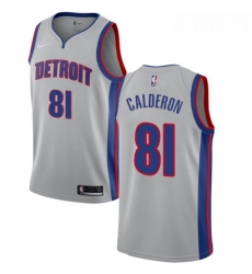 Womens Nike Detroit Pistons 81 Jose Calderon Swingman Silver NBA Jersey Statement Edition 