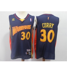 Men Golden State Warriors #30 Stephen Curry Throwback Navy Hardwood Classics Jersey