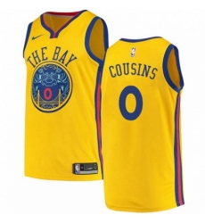 Mens Nike Golden State Warriors 0 DeMarcus Cousins Gold NBA Swingman City Edition Jersey 