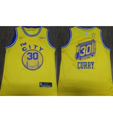 Warriors 30 Stephen Curry Yellow City Edition Nike Authentic Jersey