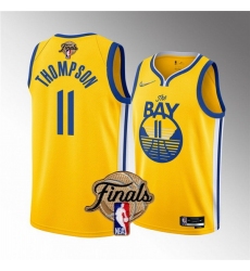 Youth Golden State Warriors 11 Klay Thompson 2022 Yellow NBA Finals Stitched Jersey