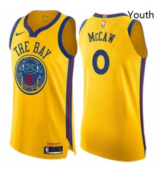 Youth Nike Golden State Warriors 0 Patrick McCaw Swingman Gold NBA Jersey City Edition 