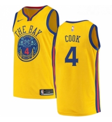 Youth Nike Golden State Warriors 4 Quinn Cook Swingman Gold NBA Jersey City Edition 