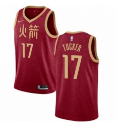 Mens Nike Houston Rockets 17 PJ Tucker Swingman Red NBA Jersey 2018 19 City Edition 