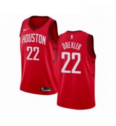 Mens Nike Houston Rockets 22 Clyde Drexler Red Swingman Jersey Earned Edition