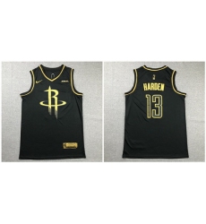 Rockets 13 James Harden Black Gold Nike Swingman Jersey