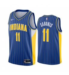 Men Nike Indiana Pacers 11 Domantas Sabonis Blue NBA Swingman 2020 21 City Edition Jersey