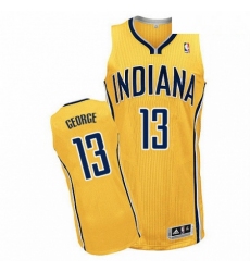 Mens Adidas Indiana Pacers 13 Paul George Authentic Gold Alternate NBA Jersey