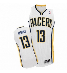 Mens Adidas Indiana Pacers 13 Paul George Authentic White Home NBA Jersey