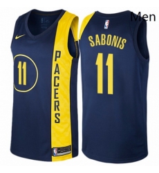 Mens Nike Indiana Pacers 11 Domantas Sabonis Authentic Navy Blue NBA Jersey City Edition 