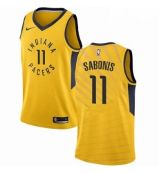 Mens Nike Indiana Pacers 11 Domantas Sabonis Swingman Gold NBA Jersey Statement Edition 