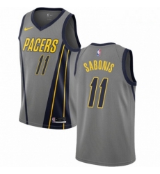 Mens Nike Indiana Pacers 11 Domantas Sabonis Swingman Gray NBA Jersey City Edition 