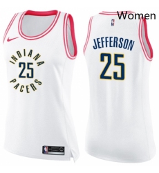 Womens Nike Indiana Pacers 25 Al Jefferson Swingman White Pink Fashion NBA Jersey