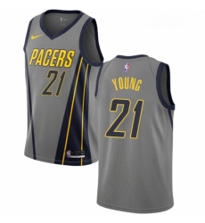 Youth Nike Indiana Pacers 21 Thaddeus Young Swingman Gray NBA Jersey City Edition