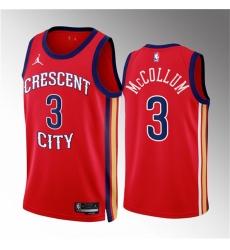 Men New Orleans Pelicans 3 CJ McCollum Red 2022 23 Statement Edition Stitched Basketball Jersey