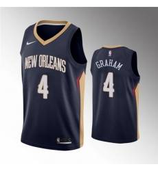 Men New Orleans Pelicans 4 Devonte 27 Graham Navy Icon Edition Stitched Jersey