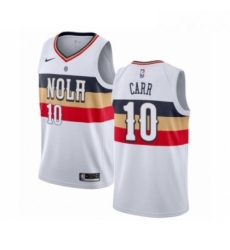 Mens Nike New Orleans Pelicans 10 Tony Carr White Swingman Jersey Earned Edition 