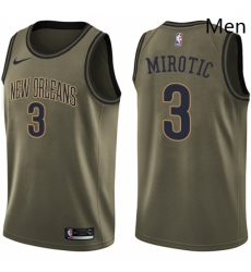 Mens Nike New Orleans Pelicans 3 Nikola Mirotic Swingman Green Salute to Service NBA Jersey 