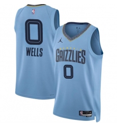 Men Memphis Grizzlies 0 Jaylen Wells Blue 2024 Draft Statement Edition Stitched Jersey