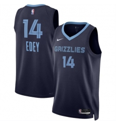 Men Memphis Grizzlies 14 Zach Edey Navy 2024 Draft Icon Edition Stitched Jersey