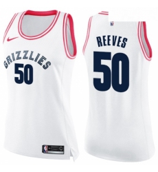 Womens Nike Memphis Grizzlies 50 Bryant Reeves Swingman WhitePink Fashion NBA Jersey