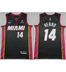 Men Miami Heat 14 Tyler Herro Black Icon Edition Stitched Basketball Jersey