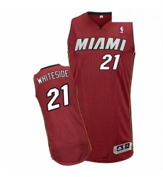 Youth Adidas Miami Heat 21 Hassan Whiteside Authentic Red Alternate NBA Jersey