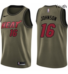 Youth Nike Miami Heat 16 James Johnson Swingman Green Salute to Service NBA Jersey