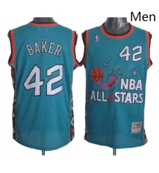 Mens Mitchell and Ness Milwaukee Bucks 42 Vin Baker Authentic Light Blue 1996 All Star Throwback NBA Jersey