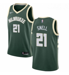 Mens Nike Milwaukee Bucks 21 Tony Snell Swingman Green Road NBA Jersey Icon Edition 