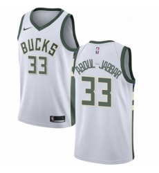 Mens Nike Milwaukee Bucks 33 Kareem Abdul Jabbar Swingman White Home NBA Jersey Association Edition 