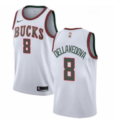 Mens Nike Milwaukee Bucks 8 Matthew Dellavedova Authentic White Fashion Hardwood Classics NBA Jersey 