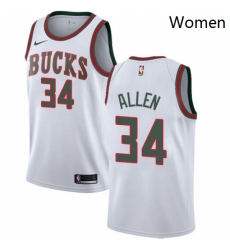 Womens Nike Milwaukee Bucks 34 Ray Allen Swingman White Fashion Hardwood Classics NBA Jersey