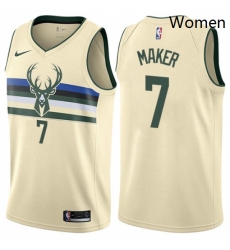 Womens Nike Milwaukee Bucks 7 Thon Maker Swingman Cream NBA Jersey City Edition 