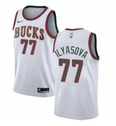 Womens Nike Milwaukee Bucks 77 Ersan Ilyasova Swingman White Fashion Hardwood Classics NBA Jersey 