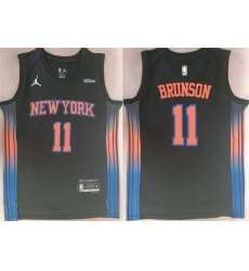 Men New Yok Knicks 11 Jalen Brunson Black 2025 26 Statement Edition Stitched Basketball Jersey