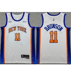 Men New Yok Knicks 11 Jalen Brunson White 2024 25 City Edition Stitched Basketball Jersey Men New Yok Knicks 11 Jalen Brunson White 2024 25 City Edition Stitched Basketball Jersey