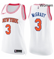 Womens Nike New York Knicks 3 Tracy McGrady Swingman WhitePink Fashion NBA Jersey