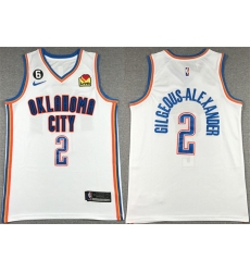 Men Oklahoma City Thunder 2 Shai Gilgeous Alexander White With NO 6 Patch Stitched Basketball Jersey