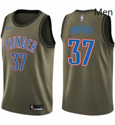 Mens Nike Oklahoma City Thunder 37 Kevin Hervey Swingman Green Salute to Service NBA Jersey 