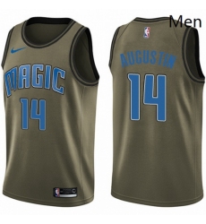 Mens Nike Orlando Magic 14 DJ Augustin Swingman Green Salute to Service NBA Jersey