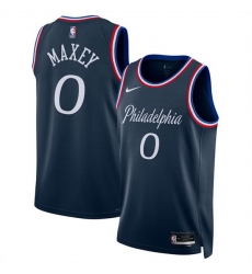 Men Philadelphia 76ers 0 Tyrese Maxey Navy 2025 26 City Edition Stitched Jersey