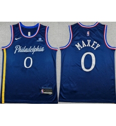 Men Philadelphia 76ers 0 Tyrese Maxey Navy 2025 26 City Edition Stitched Jersey
