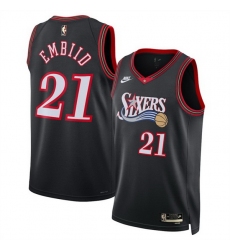 Men Philadelphia 76ers 21 Joel Embiid Black 2025 Classic Edition Stitched Jersey
