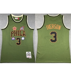 Men Philadelphia 76ers 3 Allen Iverson Green 1996 97 Throwback Stitched Basketball Jersey