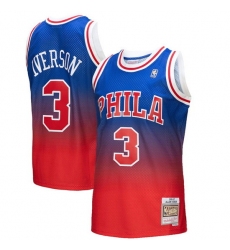 Men Philadelphia 76ers 3 Allen Iverson Red Royal Mitchell Ness Swingman Stitched Jersey