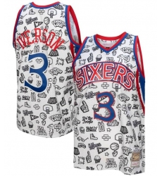 Men Philadelphia 76ers 3 Allen Iverson White 1997 98 Hardwood Classics Jersey