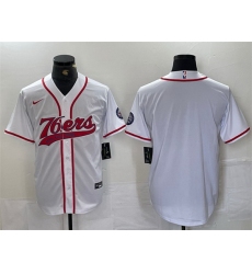 Men Philadelphia 76ers Blank White Cool Base Stitched Baseball Jersey