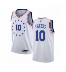 Mens Nike Philadelphia 76ers 10 Maurice Cheeks White Swingman Jersey Earned Edition