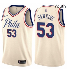 Youth Nike Philadelphia 76ers 53 Darryl Dawkins Swingman Cream NBA Jersey City Edition 